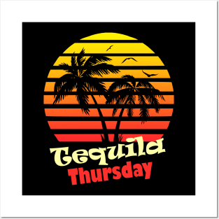 Tequila Thursday 80s Sunset Posters and Art